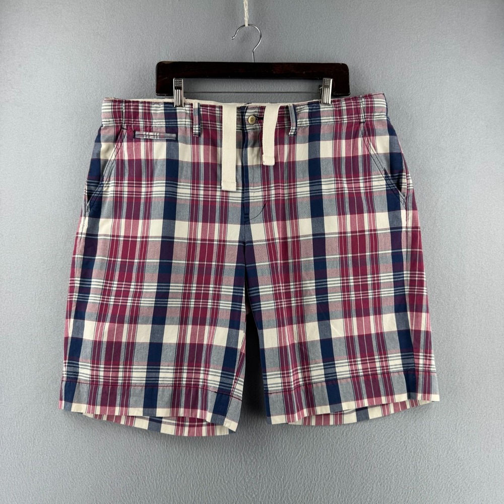 Polo Ralph Lauren Shorts Mens 38 Pink Plaid Cotton Drawstring Chino
